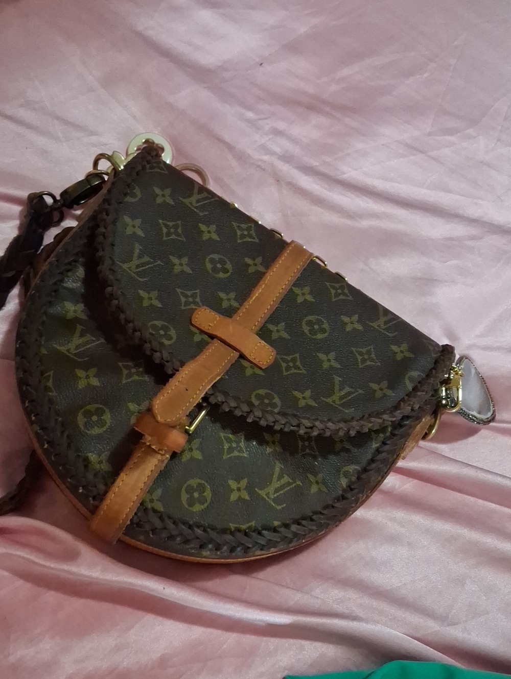 Louis Vuitton Brown Monogram Crossbody Saddle Bag with Tan Trim